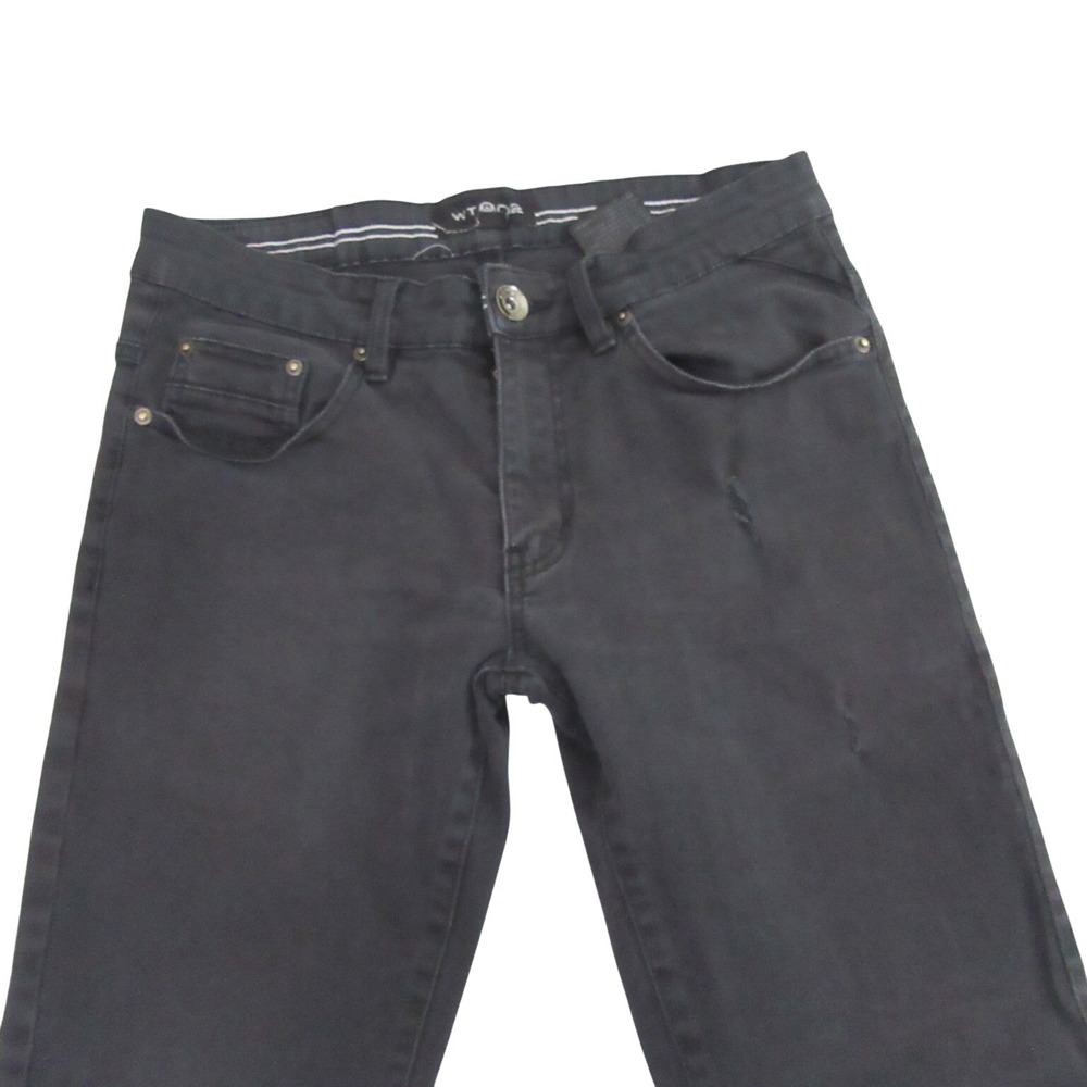 WT02‎ Mens Slim Straight Leg Jeans 30 x 32 Black Stretch Pocket
